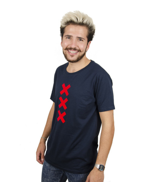 XXX Amsterdam T-shirt - Navy (Red Suede)