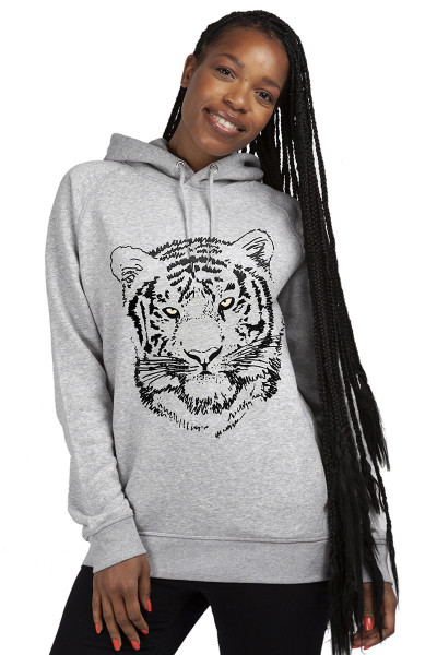 Black Tiger Hoodie - Heather Grey