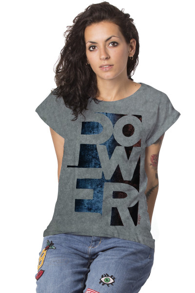 POWER T-shirt - Roll-up - Stone Wash Grey